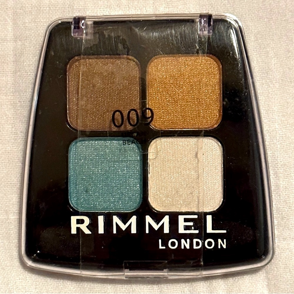 Rimmel London urban Beach Eye Shadow quad palette teal brown pearl white gold